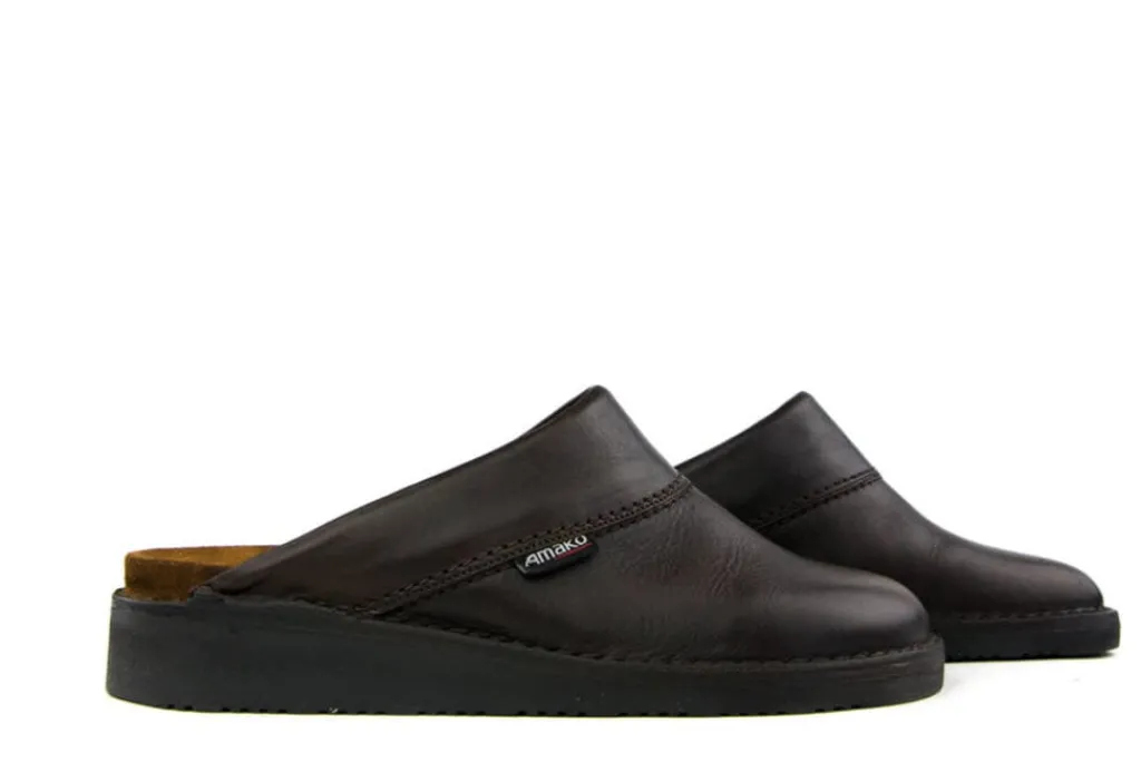 Pantoffels^Amako Zweedse Muil Glad Bruin