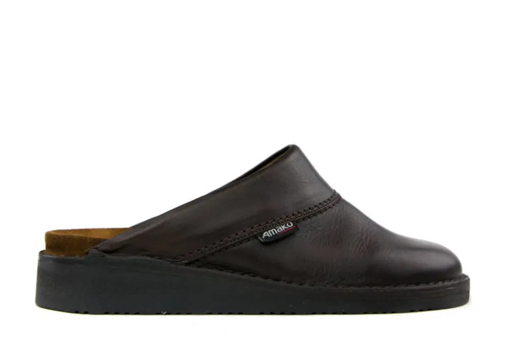 Pantoffels^Amako Zweedse Muil Glad Bruin