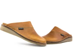 Pantoffels^Amako Zweedse Muilen Cognac Glad