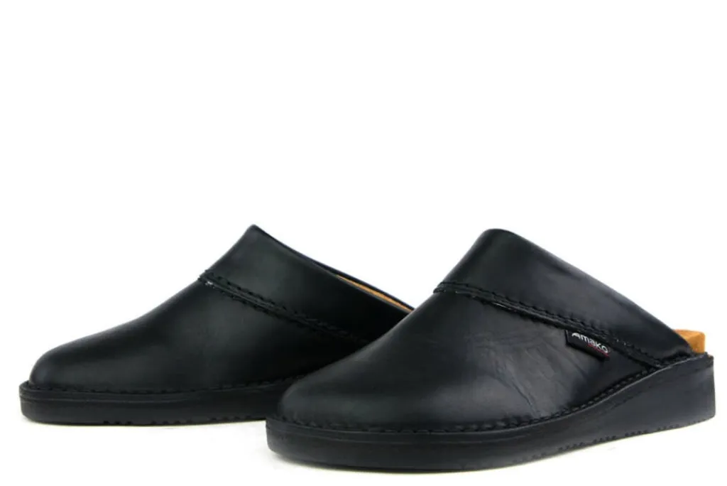 Pantoffels^Amako Zweedse Muilen Zwart Glad