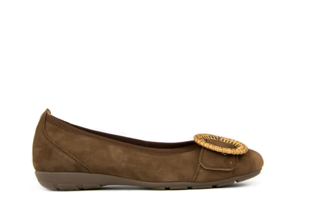 Ballerina's | Loafers / Instappers^Gabor Ballerina Gesp New Whisky Samtchevreau