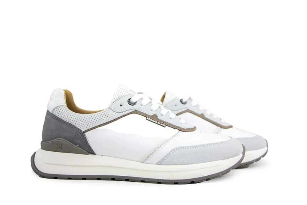 Sneakers^Berkelmans Sneaker Hondo White Calf Grey Suede