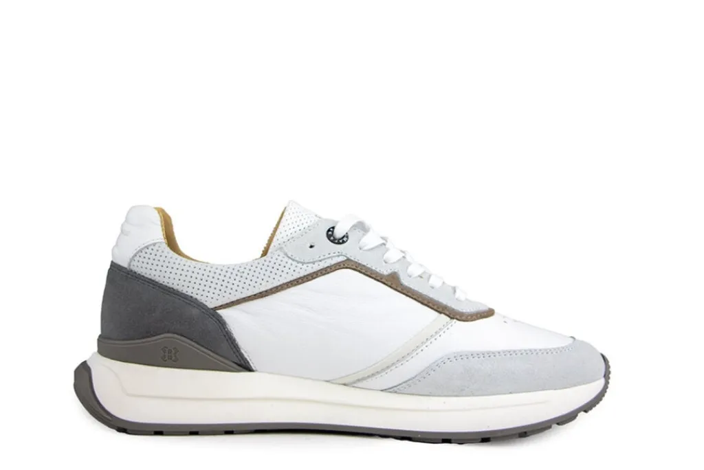 Sneakers^Berkelmans Sneaker Hondo White Calf Grey Suede