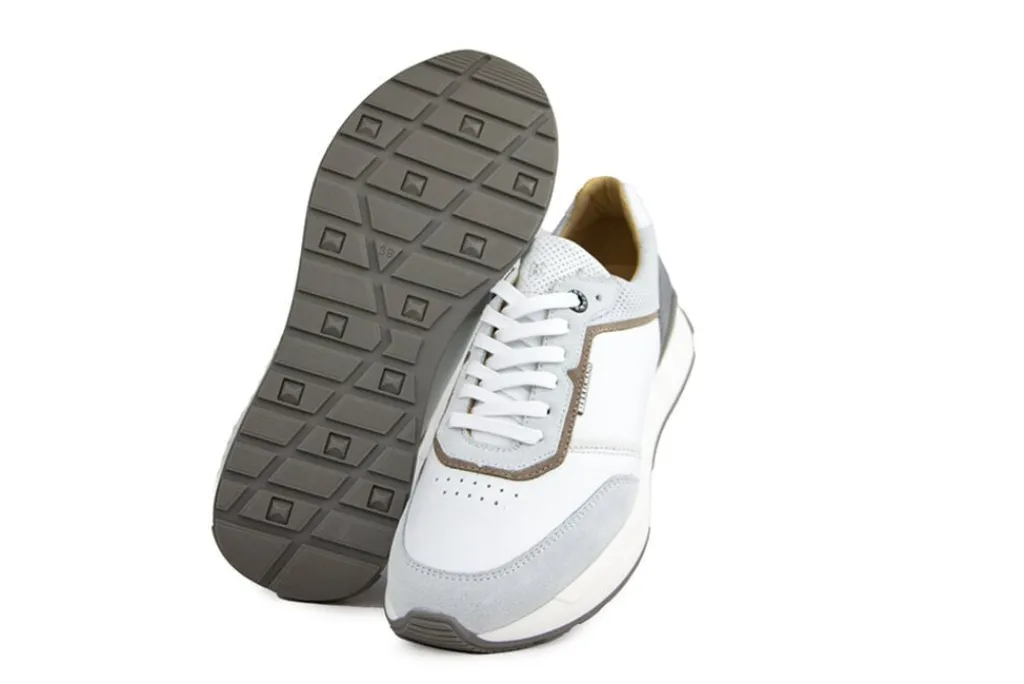 Sneakers^Berkelmans Sneaker Hondo White Calf Grey Suede