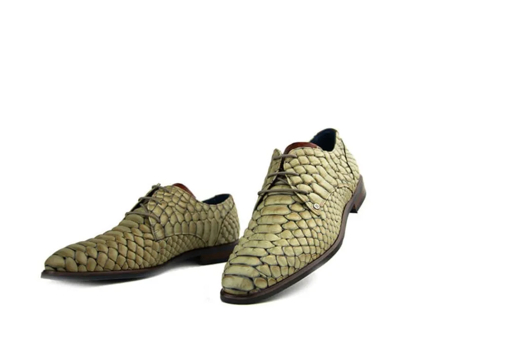 Veterschoenen | Nette Schoenen^Berkelmans Veterschoen Cartagena Reptile Beige Zulu