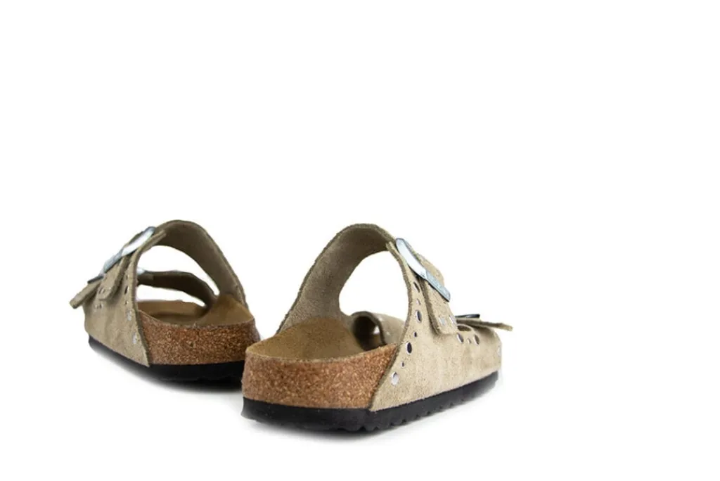 Sandalen En Slippers | Slippers^Birkenstock Arizona Rivet Border Taupe Narrow