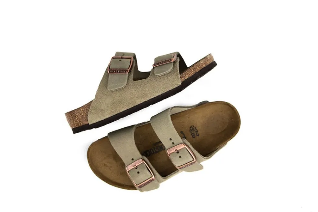 Slippers | Sandalen En Slippers^Birkenstock Arizona Taupe Suede Narrow