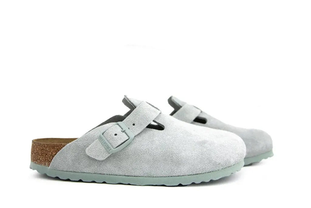 Slippers | Sandalen En Slippers^Birkenstock Boston Suede Pure Sage Narrow
