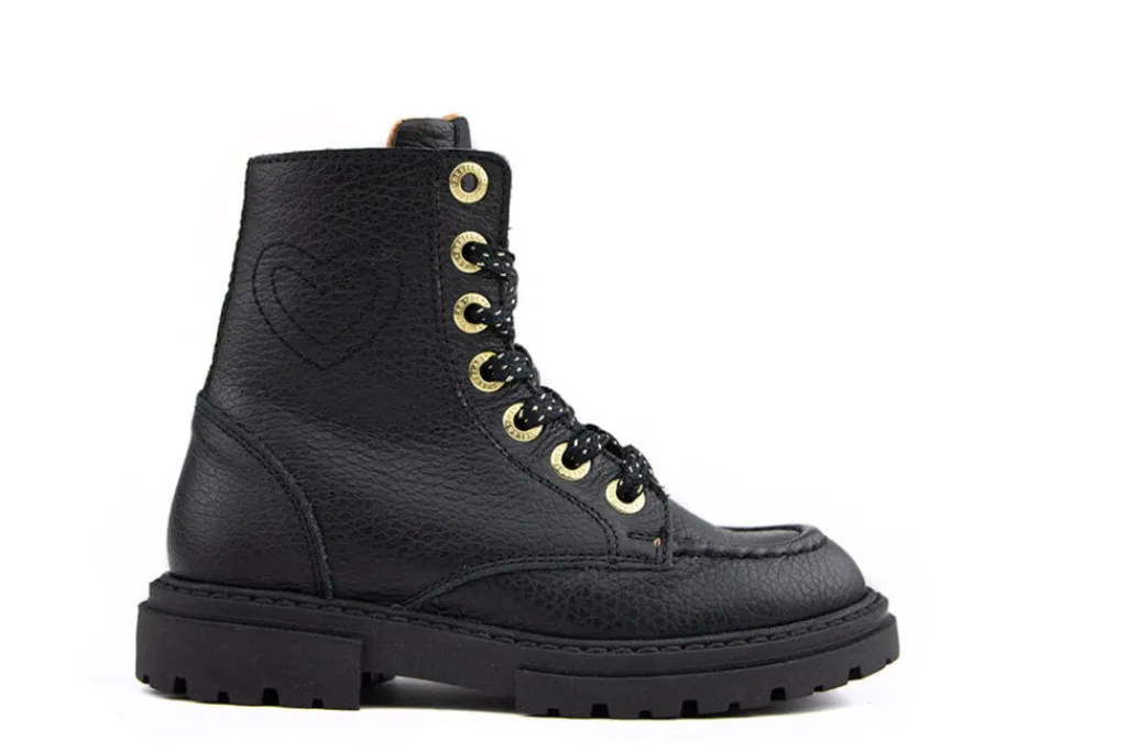 Veterboots En Bikerboots^Develab Veterboot Black Nappa