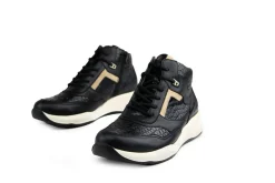 Sneakers | Wijdte H^Durea Hoge Sneaker Zwart Kroko Seppia