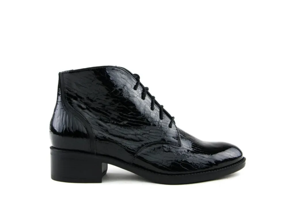 Veterschoenen | Wijdte H^Durea Hoge Veter Zwart Lak H