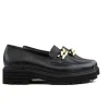 Loafers | Wijdte K^Durea Loafer Ketting Zwart Leer K-leest