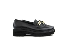 Loafers | Wijdte K^Durea Loafer Ketting Zwart Leer K-leest