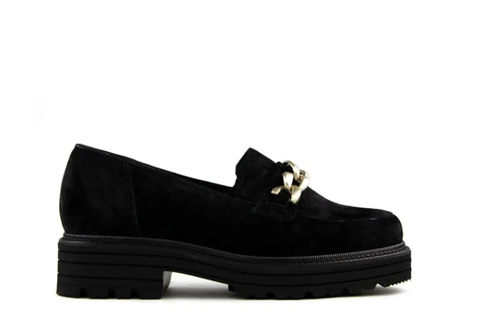 Loafers | Wijdte K^Durea Loafers Chain Zwart Suede K-leest