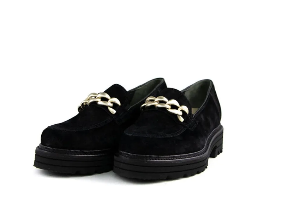 Loafers | Wijdte K^Durea Loafers Chain Zwart Suede K-leest
