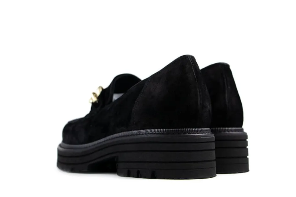 Loafers | Wijdte K^Durea Loafers Chain Zwart Suede K-leest