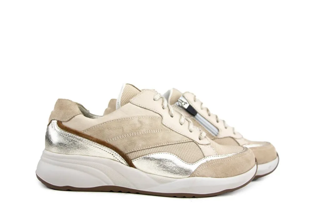 Sneakers | Wijdte K^Durea Sneaker L.Taupe Platino Taupe Cognac