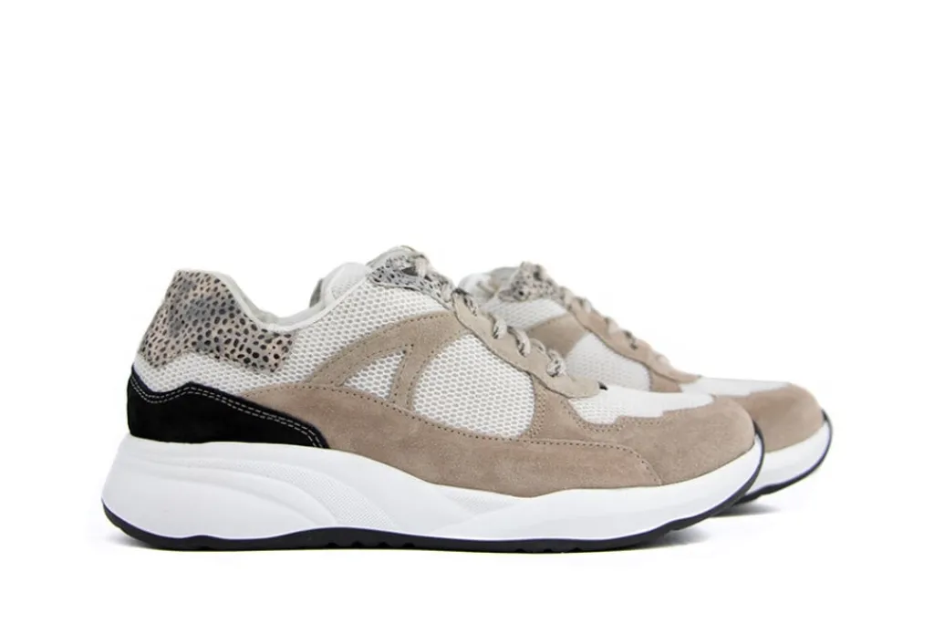 Sneakers | Wijdte H^Durea Sneaker Walnoot Taupe Zwart H-leest