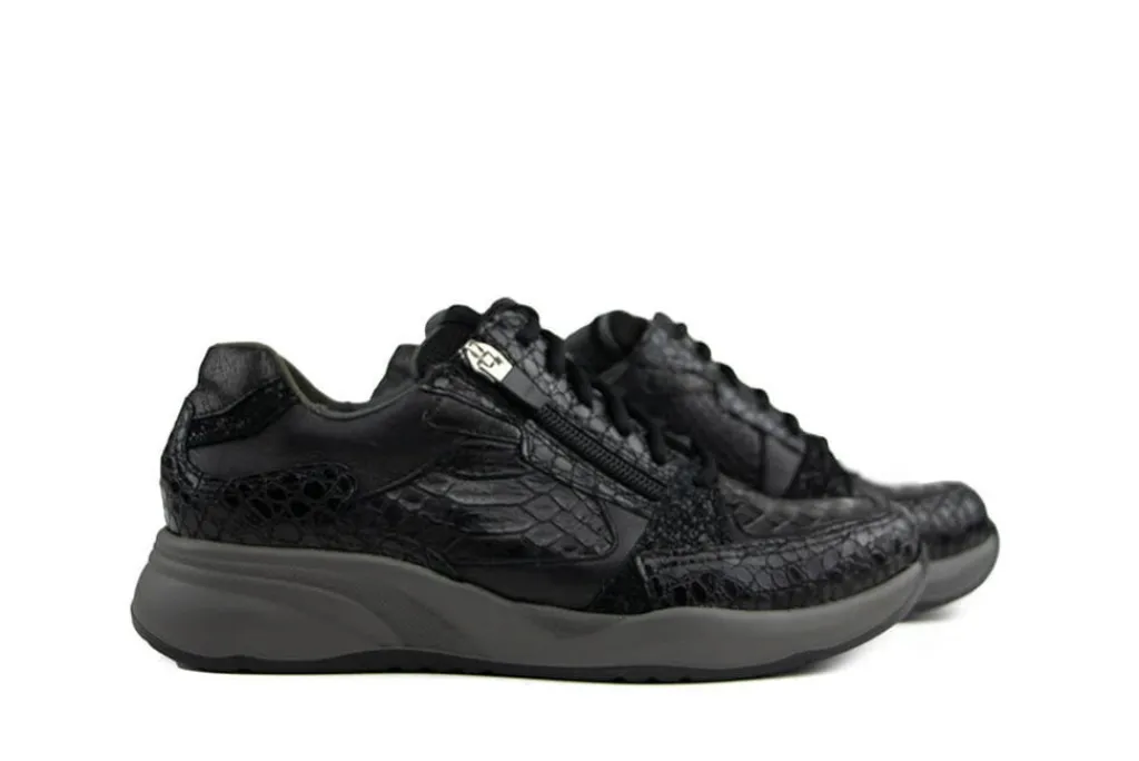Sneakers | Wijdte K^Durea Sneaker Zwart Kroko K