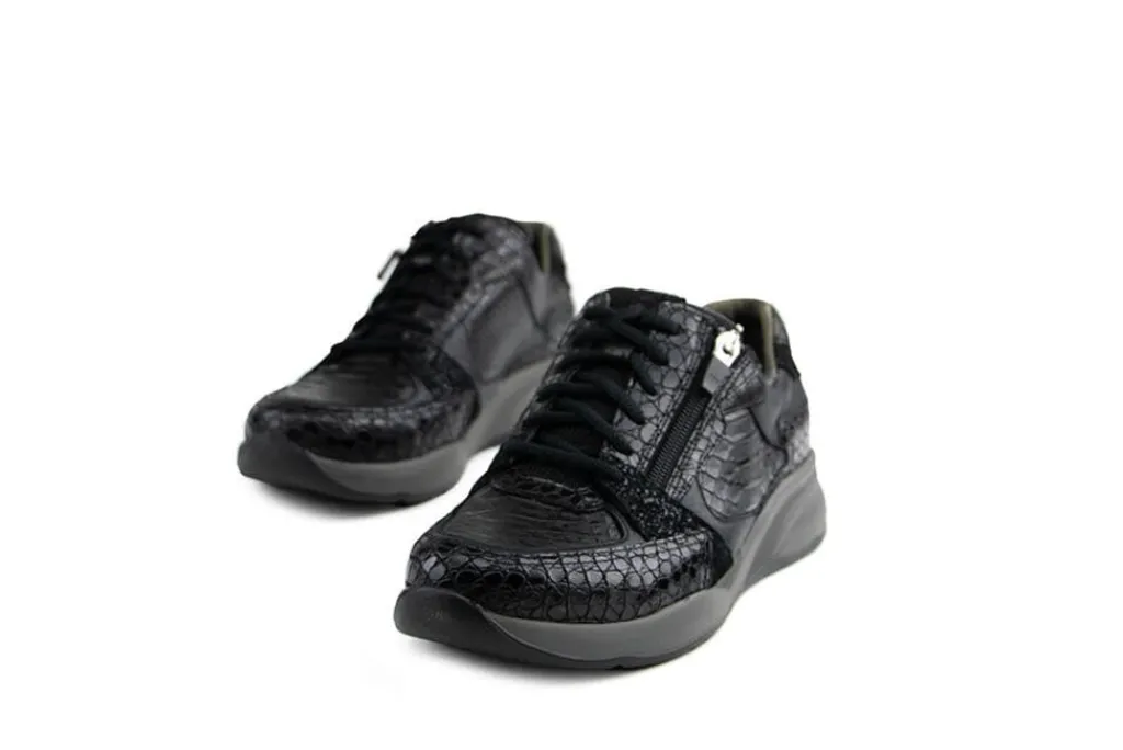 Sneakers | Wijdte K^Durea Sneaker Zwart Kroko K
