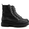 Veterboots En Bikerboots | Wijdte H^Durea Veterboot Zwart Leer H