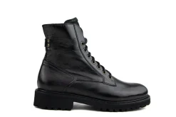 Veterboots En Bikerboots | Wijdte H^Durea Veterboot Zwart Leer H