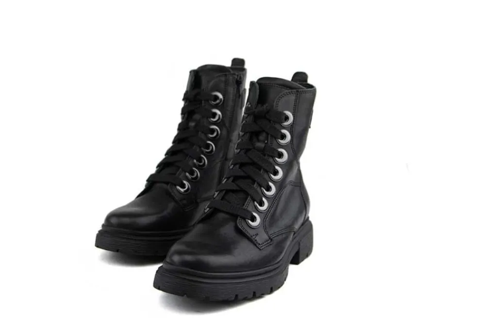 Veterboots En Bikerboots | Wijdte H^Durea Veterboot Zwart Leer H