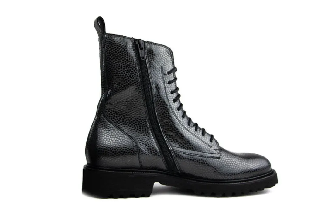 Veterboots En Bikerboots | Wijdte H^Durea Veterboot Zwart Print H