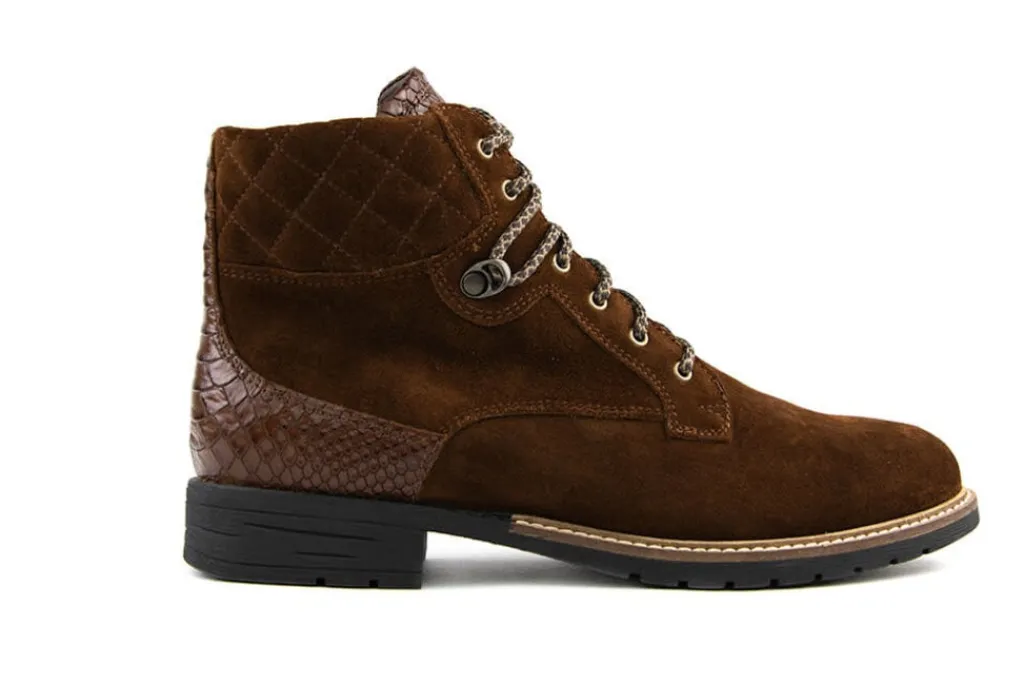 Veterboots En Bikerboots | Wijdte K^Durea Veterboots Cognac Suède K-leest