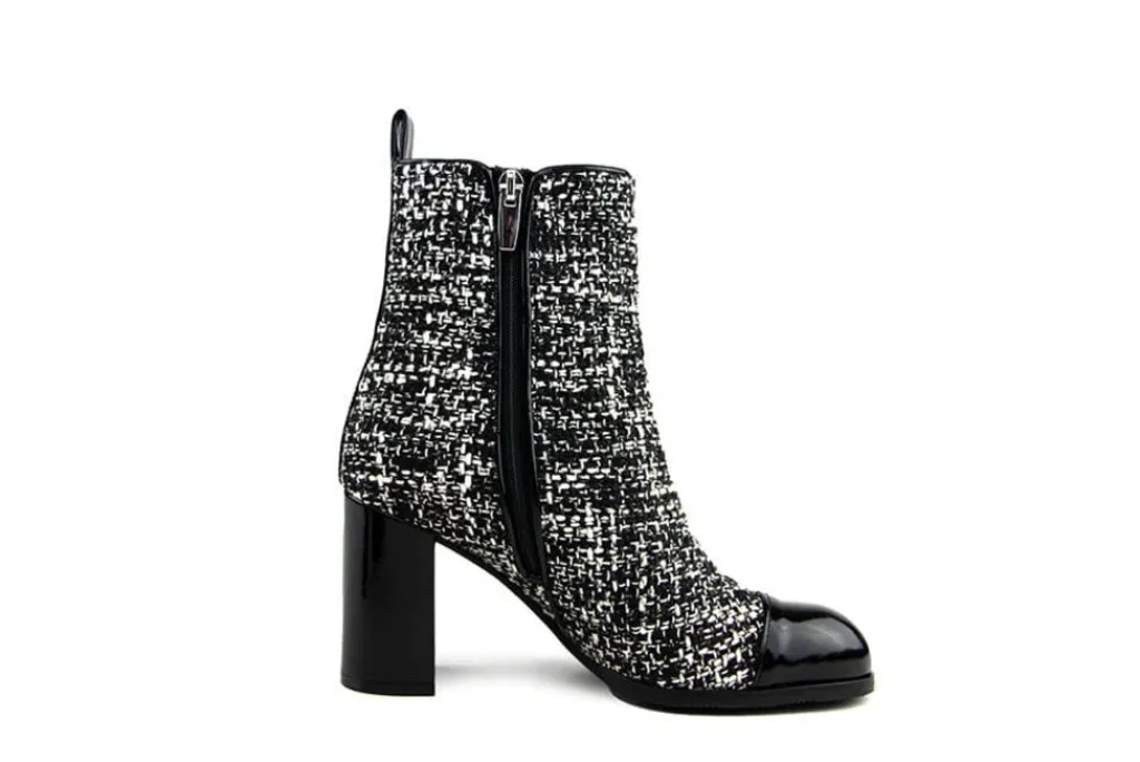 Enkellaarzen^Eva Luna Enkellaars Ivana Nero Tweed Vernice