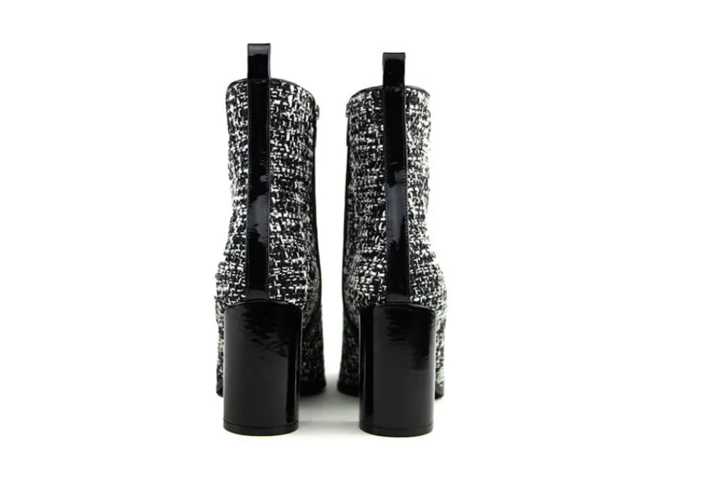 Enkellaarzen^Eva Luna Enkellaars Ivana Nero Tweed Vernice
