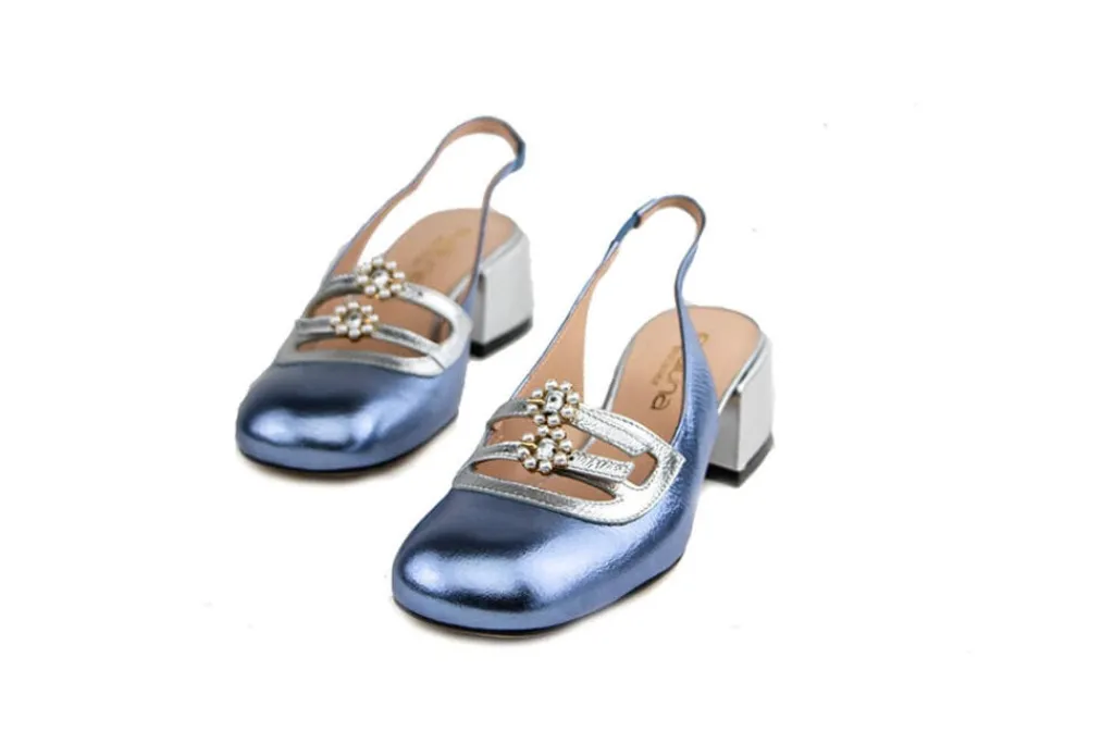 Pumps^Eva Luna Slingback Jeans Argento