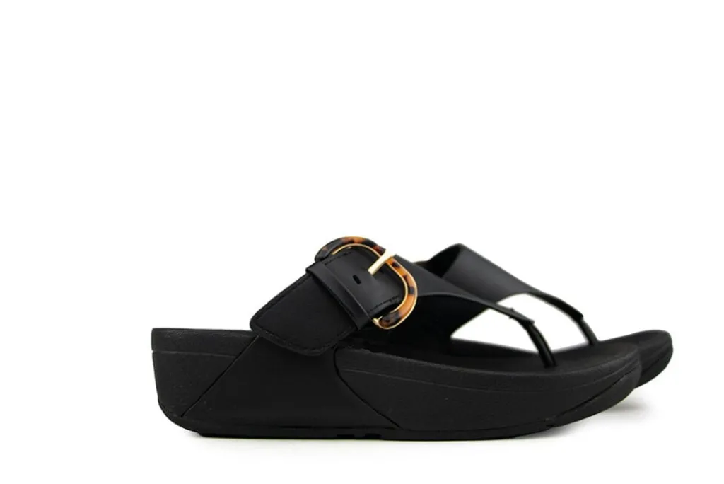 Sandalen En Slippers^FitFlop Lulu Resin Buckle Toe Post All Black