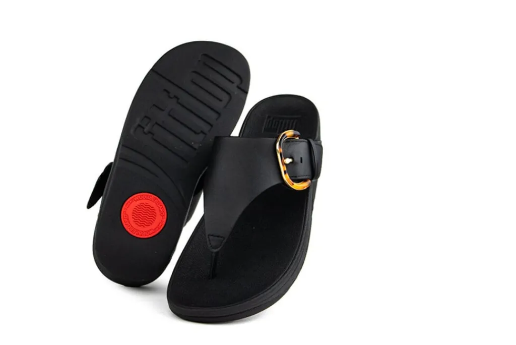 Sandalen En Slippers^FitFlop Lulu Resin Buckle Toe Post All Black