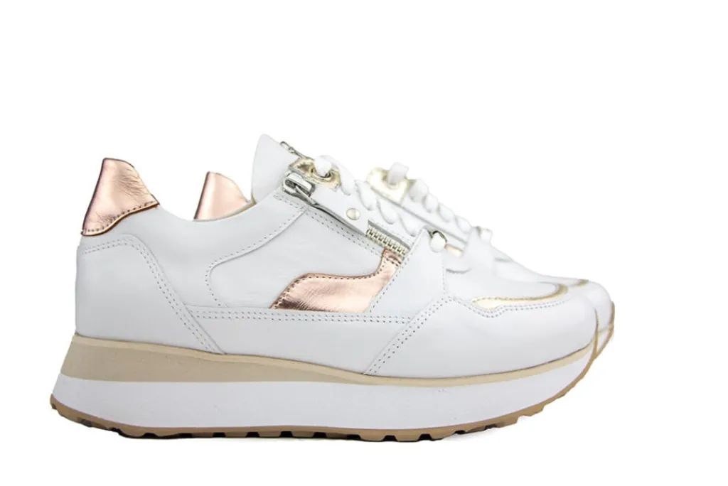 Sneakers | Wijdte K^Footnotes Sneaker Elke Calf White Combi