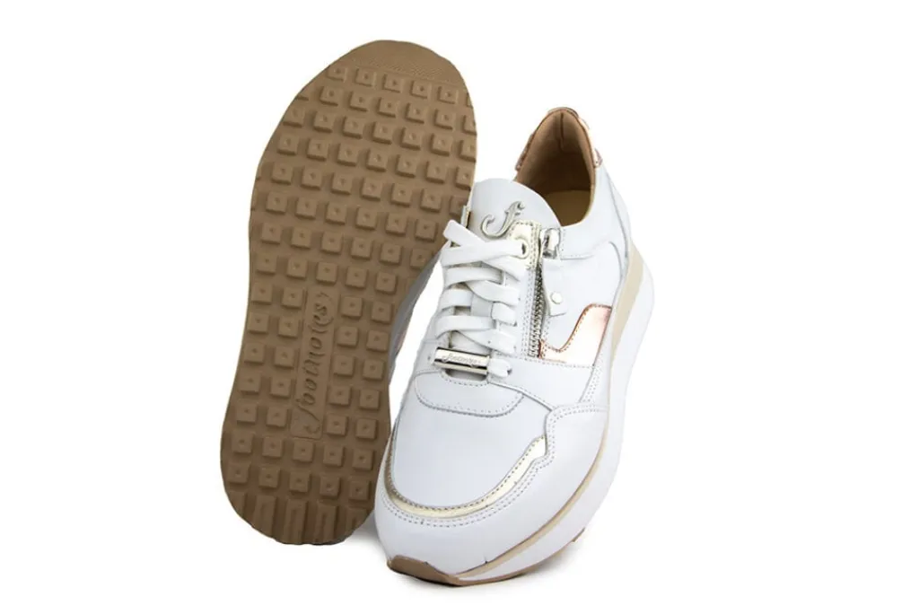 Sneakers | Wijdte K^Footnotes Sneaker Elke Calf White Combi