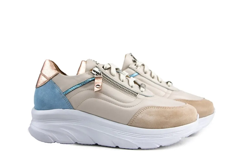 Sneakers | Wijdte K^Footnotes Sneaker Pien Beige Calf Combi
