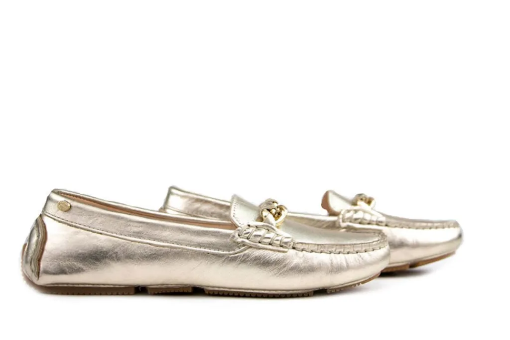 Mocassins | Loafers / Instappers^Fred de la Bretoniere Moccassin Light Gold Metallic