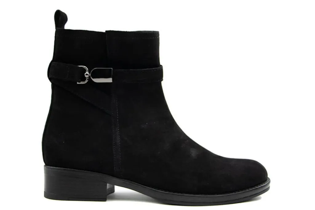 Enkellaarzen^Gabor Enkellaars Schwarz Suede Silver