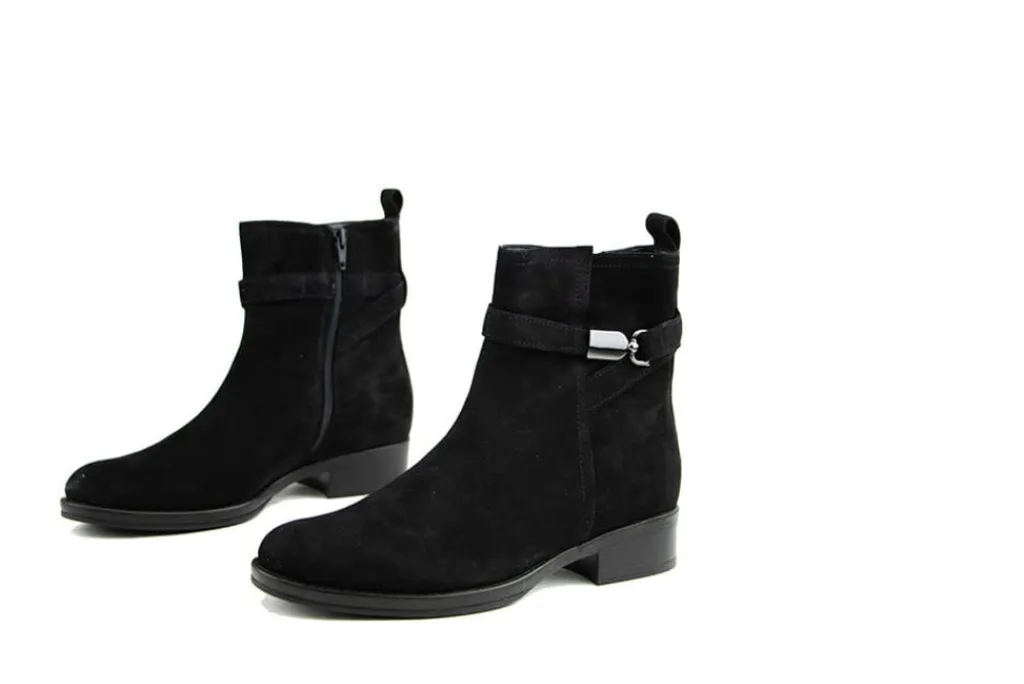 Enkellaarzen^Gabor Enkellaars Schwarz Suede Silver