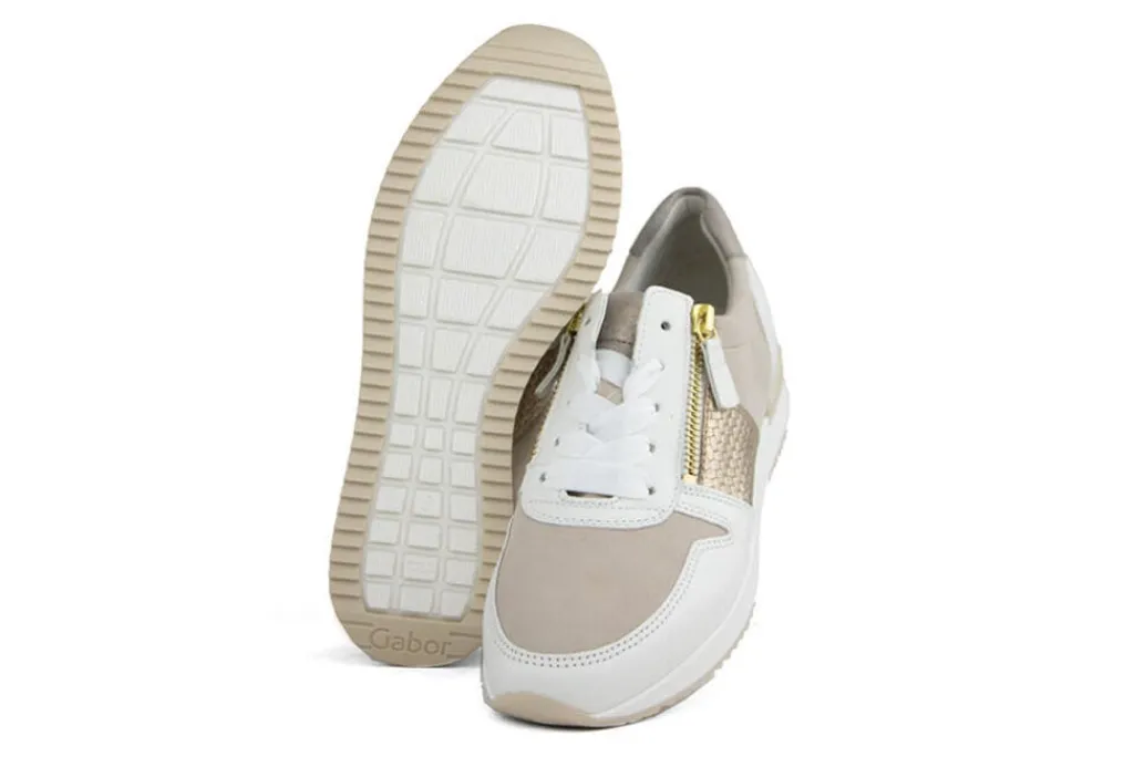 Sneakers^Gabor Sneaker Latte Oak Kombi Nappa Treccia