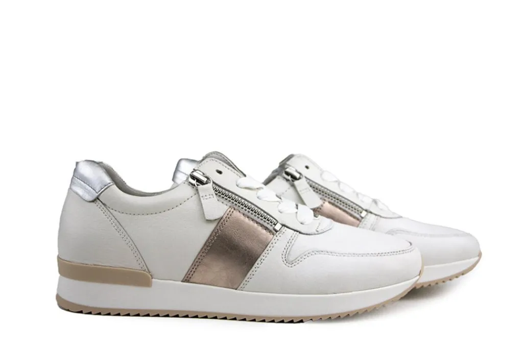 Sneakers^Gabor Sneaker Latte Puder Silber Nappa Satin