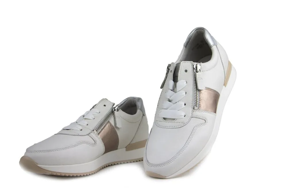 Sneakers^Gabor Sneaker Latte Puder Silber Nappa Satin