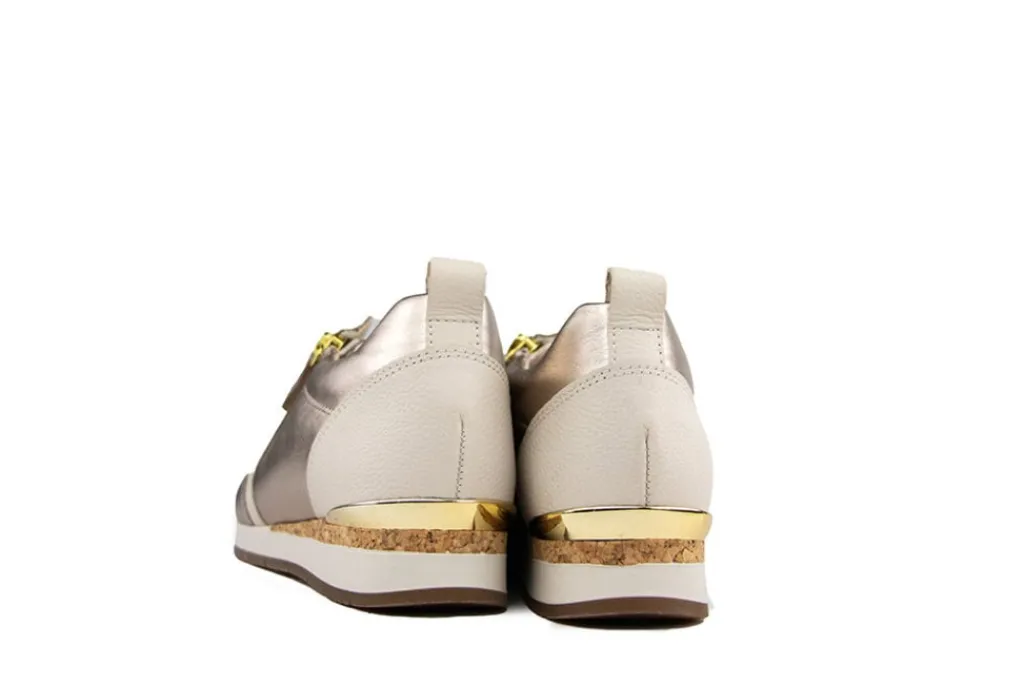 Sneakers^Gabor Sneaker Puder Creme Gold Satin