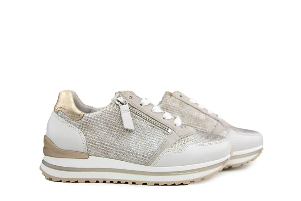 Sneakers^Gabor Sneaker Raffia Beige Offwhite Platin