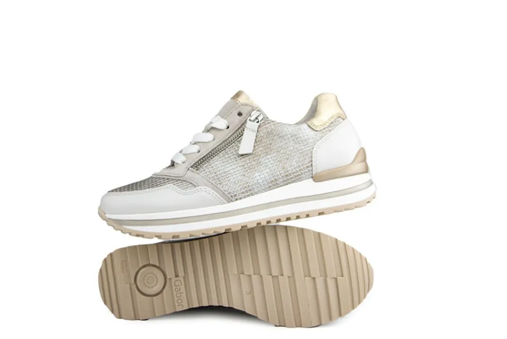 Sneakers^Gabor Sneaker Raffia Beige Offwhite Platin