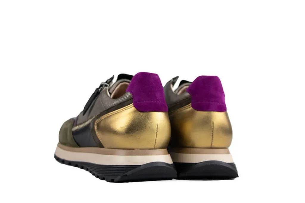 Sneakers^Gabor Sneaker Schwarz Efeu Golden Triton