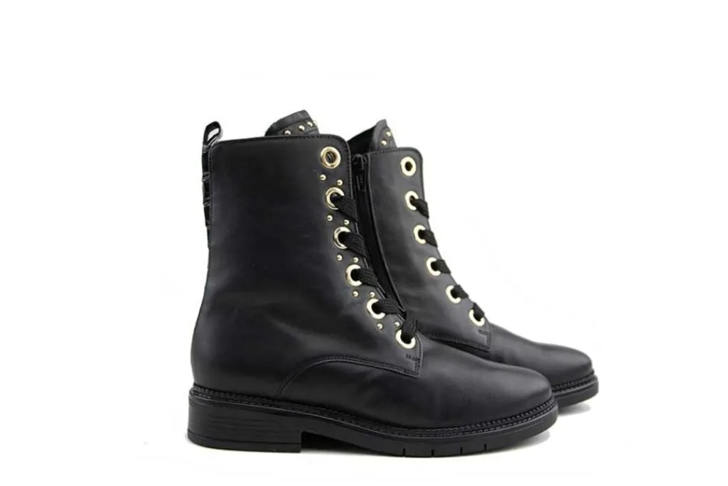 Veterboots En Bikerboots^Gabor Veterboot Schwarz Gold Levaredo Kroko