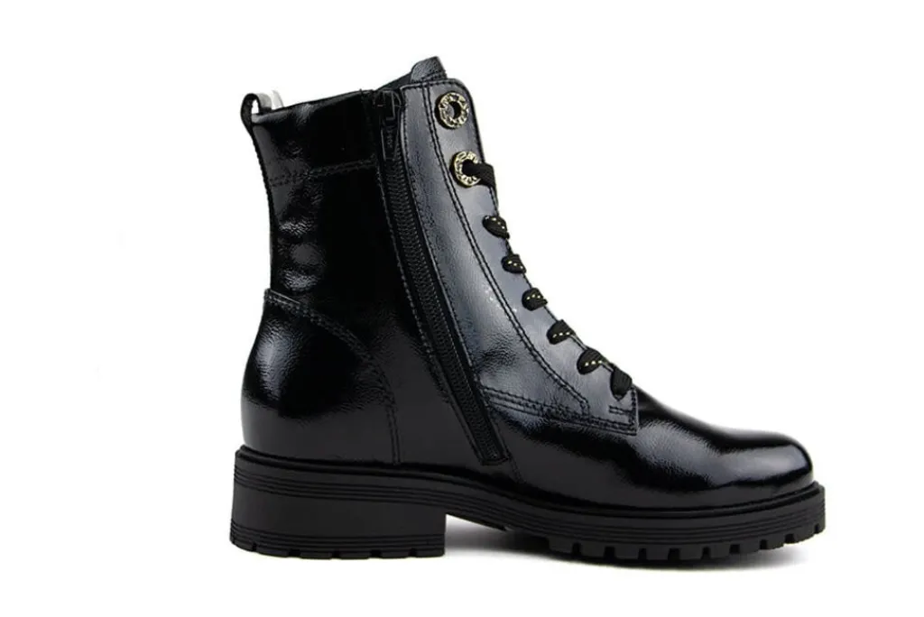 Veterboots En Bikerboots^Gabor Veterboot Schwarz Knautschlack