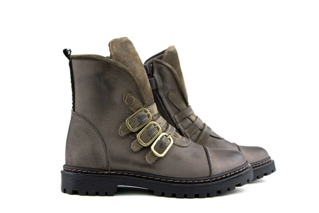 Veterboots En Bikerboots^GIGA Bikerboots Taupe Riempjes